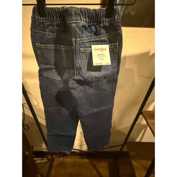 Boys Straight Fit Pull-On Pants Medium Wash 8 Slim Cat & Jack With Drawstring - Picture 2 of 3